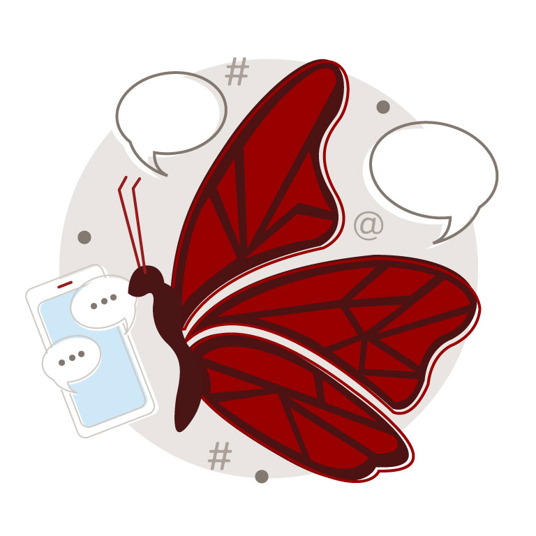 Illustration of Social Butterfly character